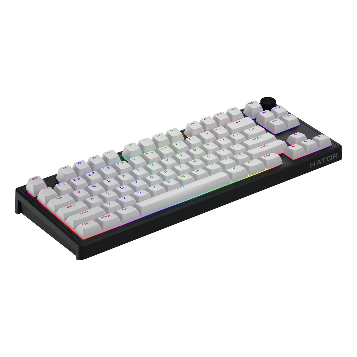 Hator Skyfall Mag Ultra 8K, Gaming-Tastatur (Schwarz, US-Layout, Hator Aurum Ice, 80 % (TKL), RGB, Double-Shot PBT, Hot-Swap)