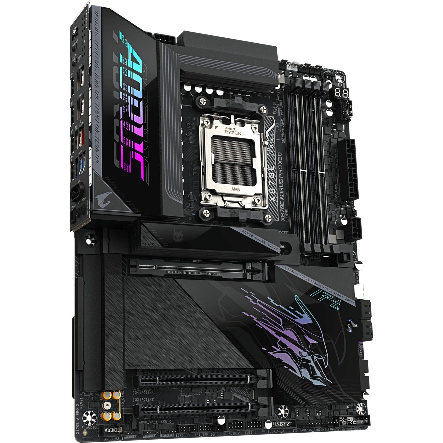 Gigabyte x870e aorus pro x3d Sockel AM5 Motherboard (schwarz, Raid, 5 GB-LAN, Wi-Fi 7, BT, Sound, ATX)