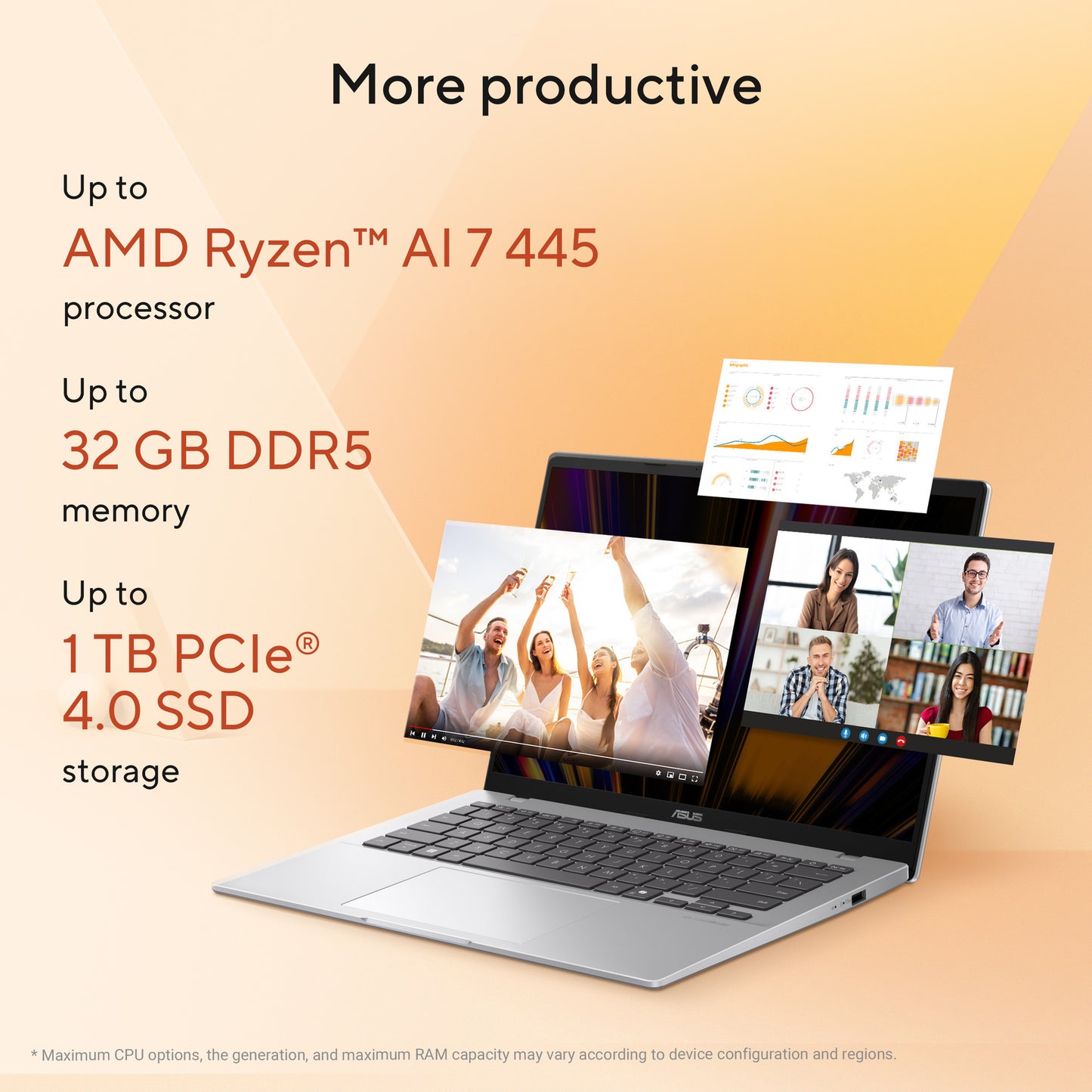 Asus vivobook 14 m1407ga-ly012w 14 Copilot+ Laptop (Silber | Ryzen 7 445 | Radeon 840m | 16 GB | 512 GD SSD)