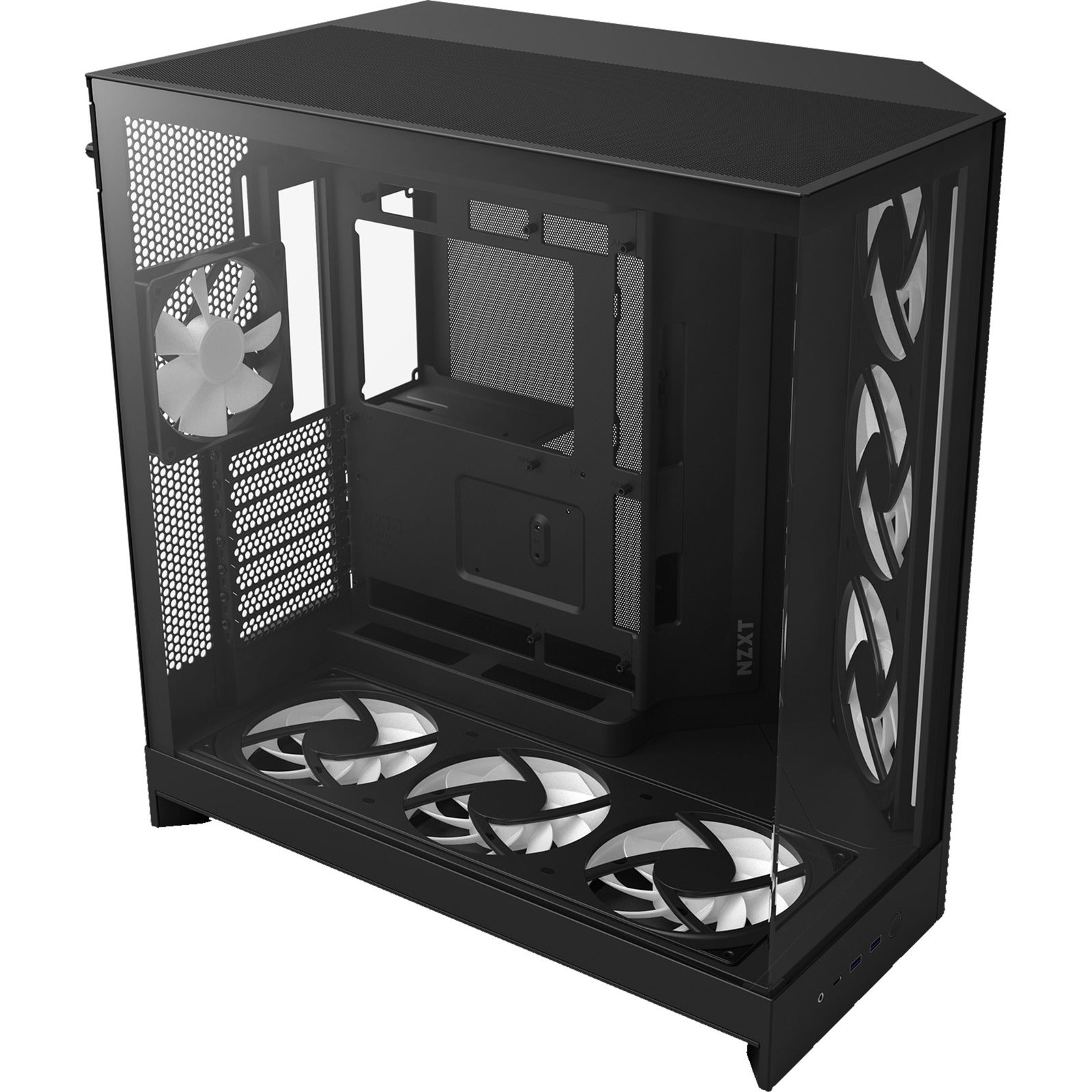 Nzxt H9 Flow RGB+ Midi-Tower-Gehäuse (schwarz (matt) | 2x USB-A | 1x USB-C | RGB | gehärtetes Glas)