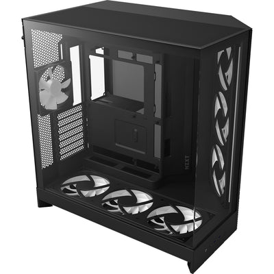 Nzxt H9 Flow RGB+ Midi-Tower-Gehäuse (schwarz (matt) | 2x USB-A | 1x USB-C | RGB | gehärtetes Glas)