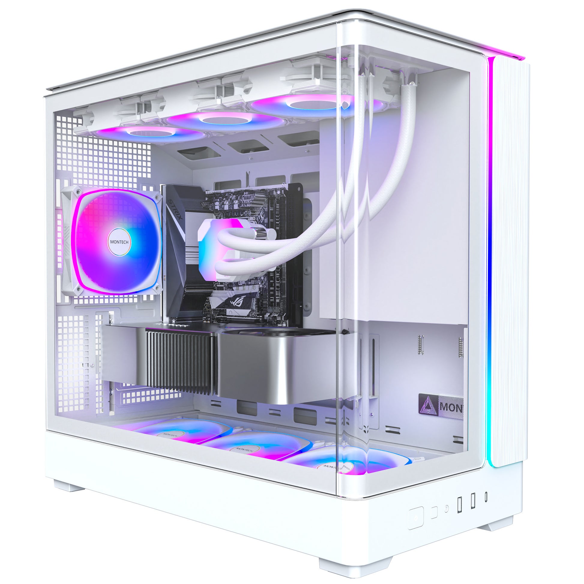 Montech King 15 Pro Midi-Tower-Gehäuse (weiß | 2x USB-A | 1x USB-C | RGB | Fenster)