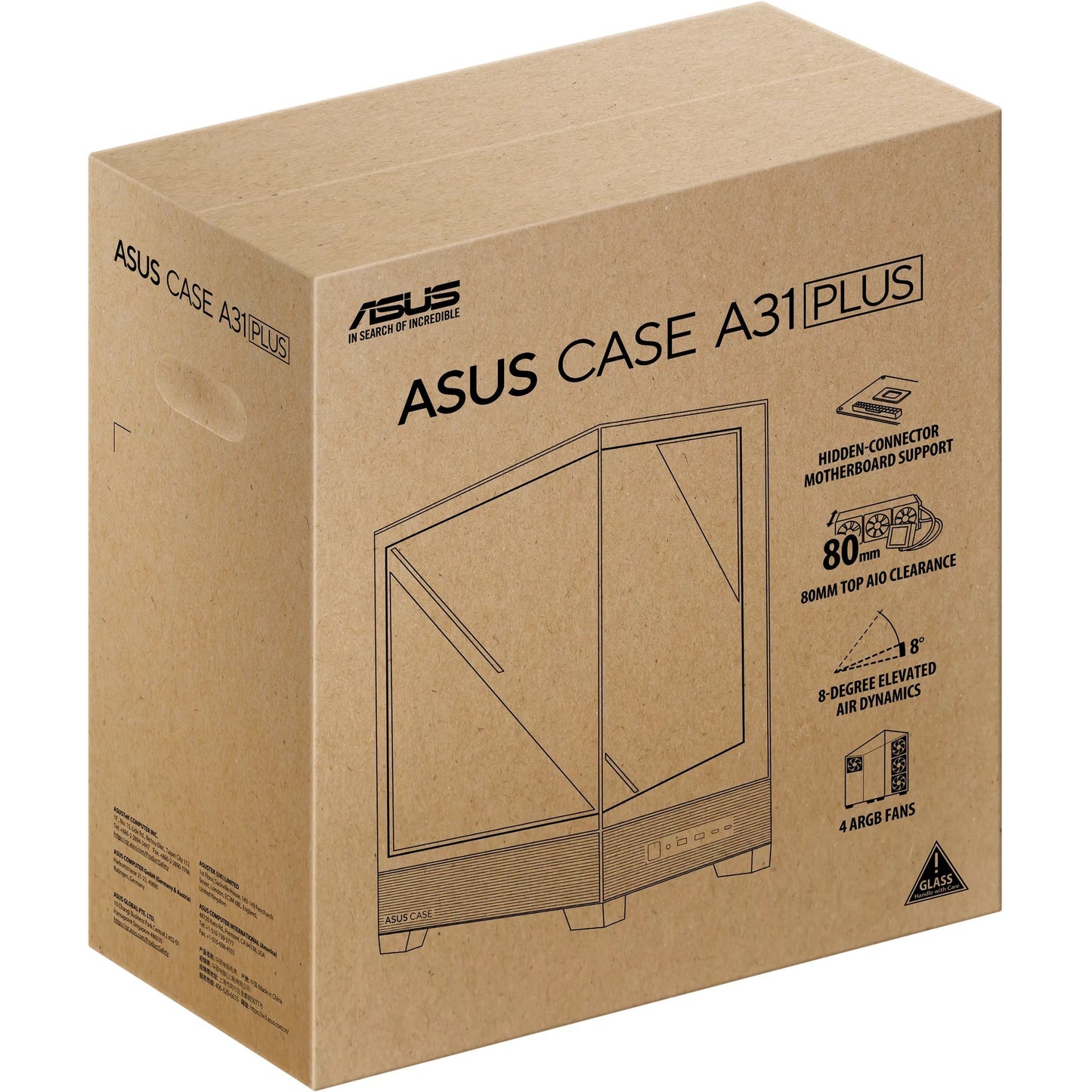 Asus a31 plus Midi-Tower-Gehäuse (schwarz | 2x USB-A | 2x USB-C | gehärtetes Glas)