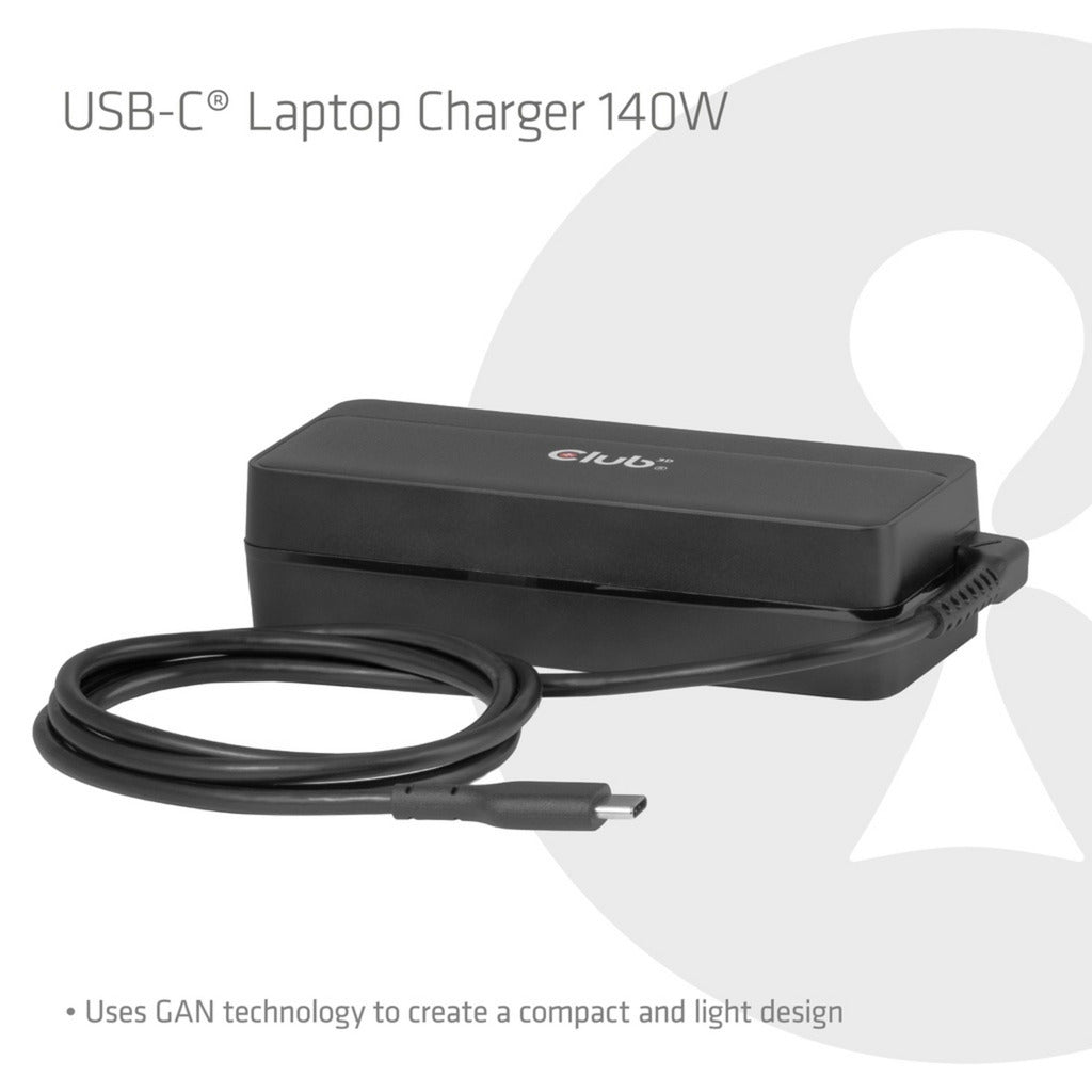 Club 3D USB-C Laptop-Ladegerät 140 W, 1 Meter (schwarz)