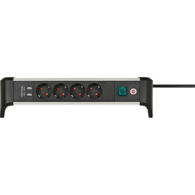 Brennenstuhl Alu-Office-Line-Sockel mit USB-Ladefunktion 4-