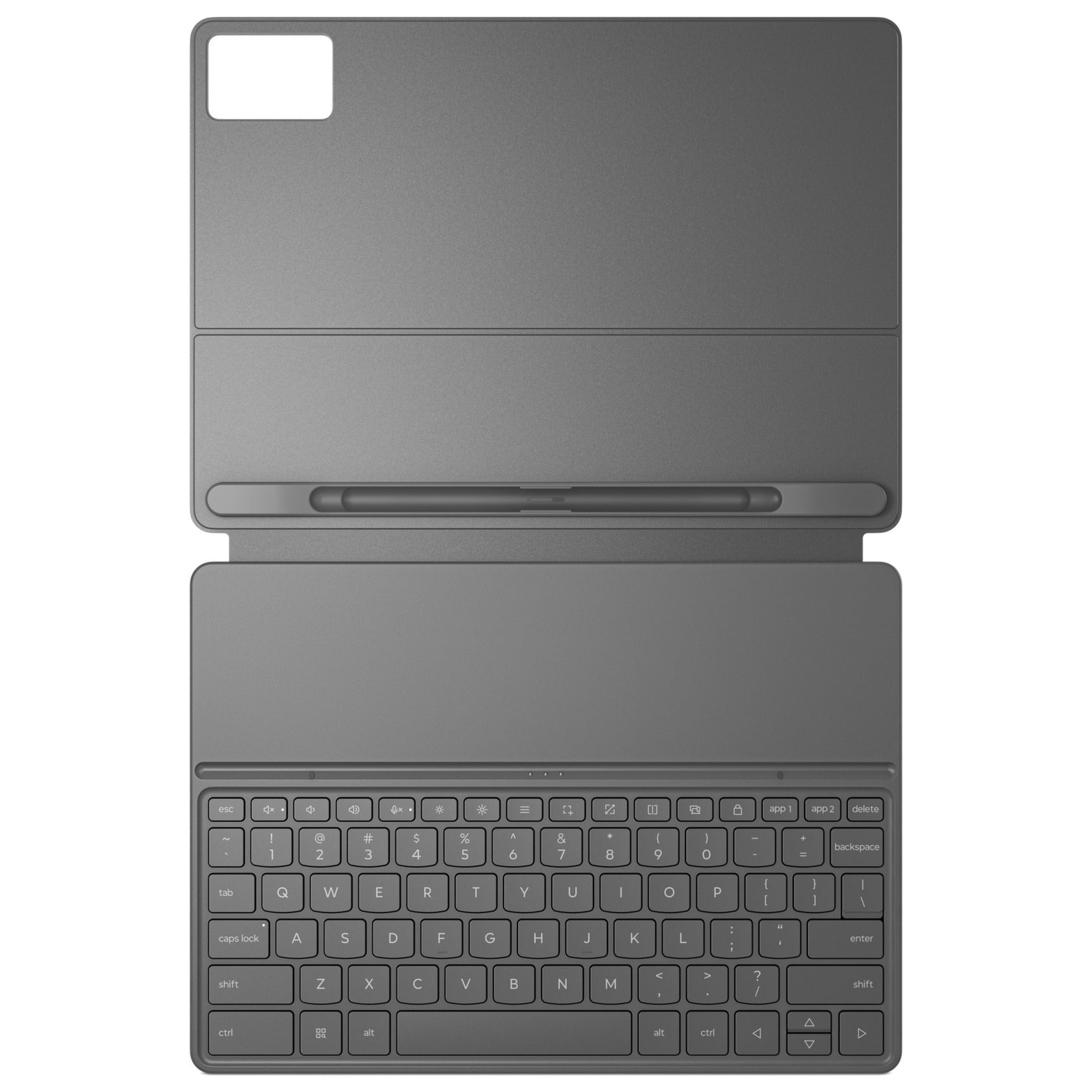 Lenovo Folio-Tastatur für Idea Tab Plus – QWERTY (US International) Tablet-Hülle (Grau)