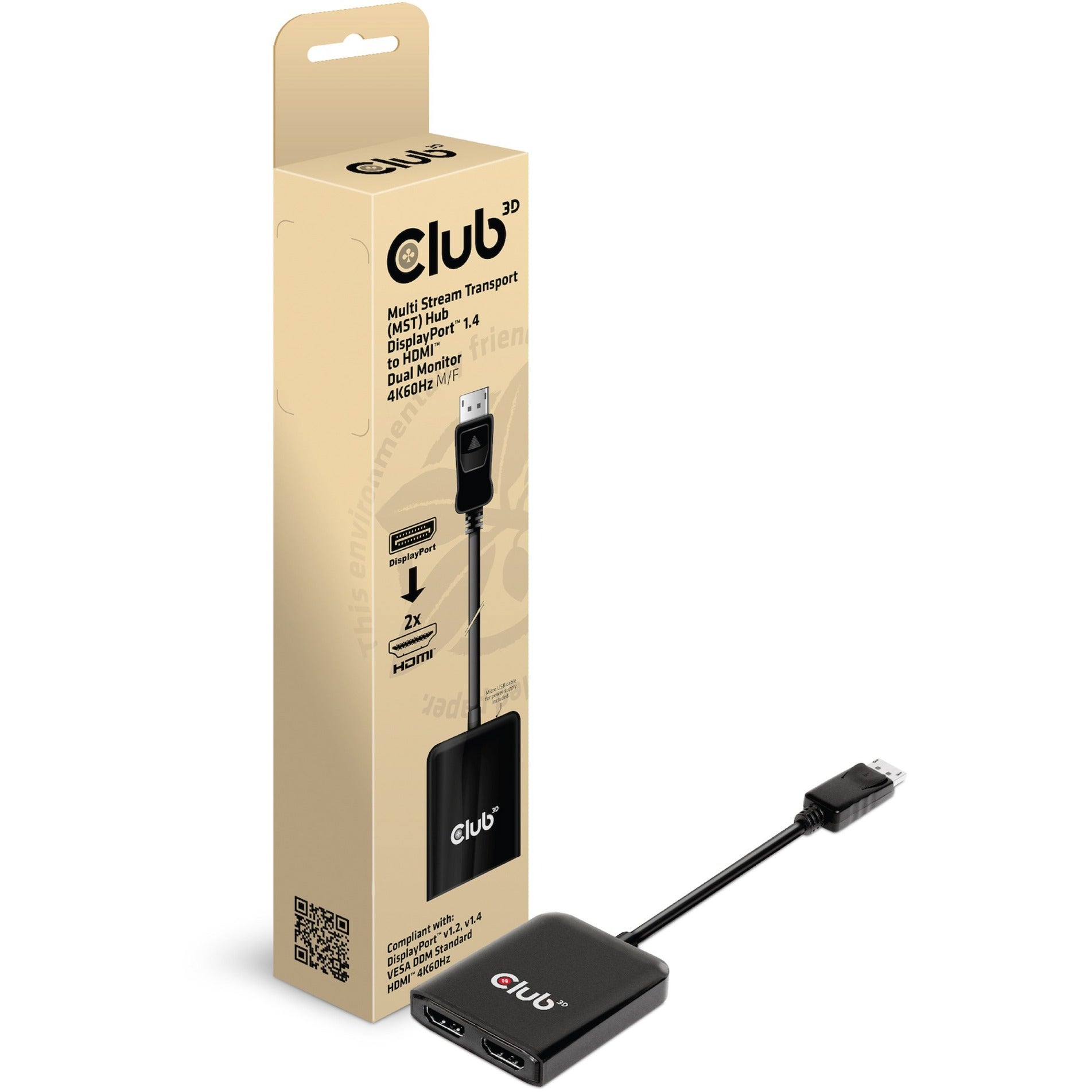 Club 3D Multi -Stream Transport Hub DisplayPort 1.4 bis 2x
