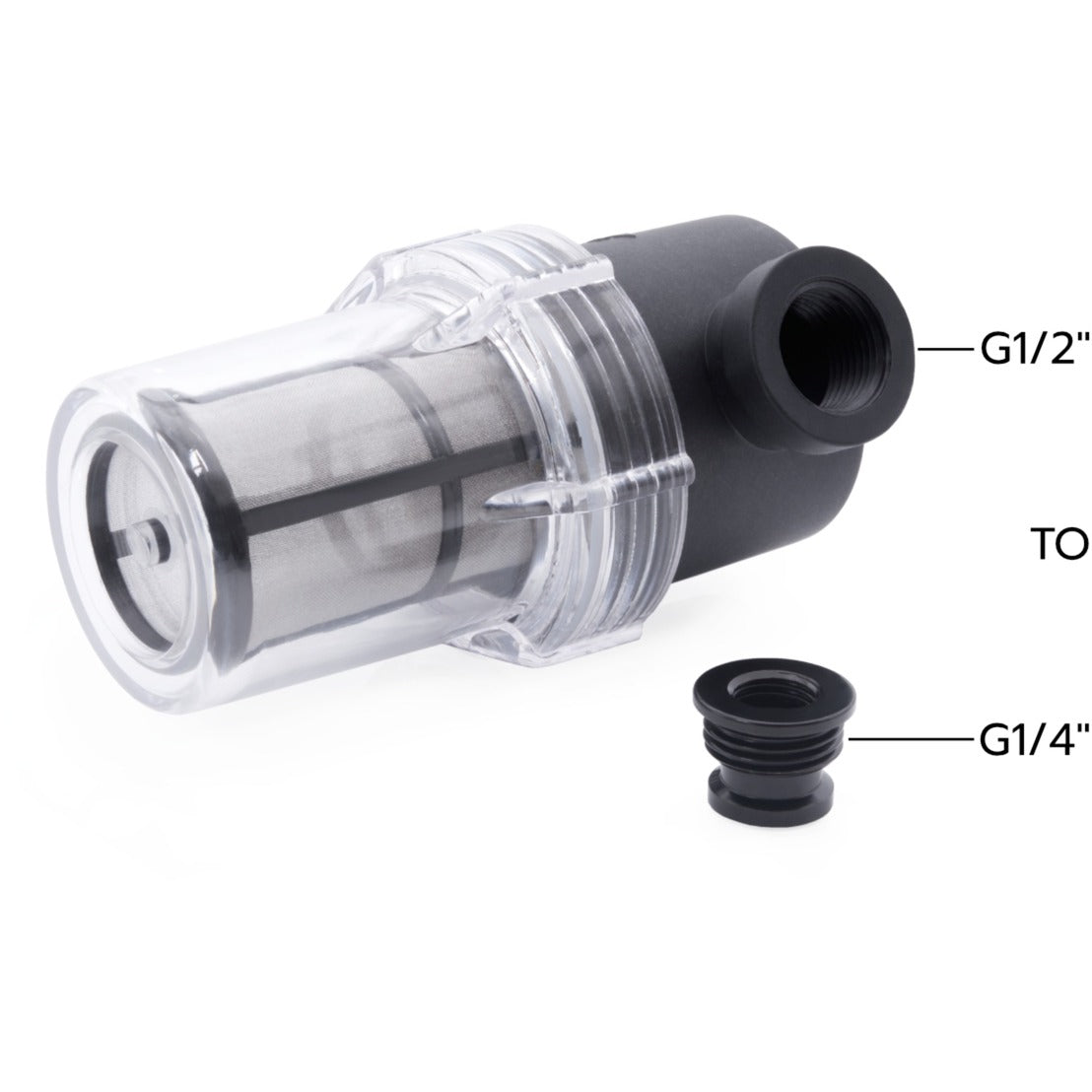 Alphacool es großer Inline-Filter 2xG1 (schwarz transparent)