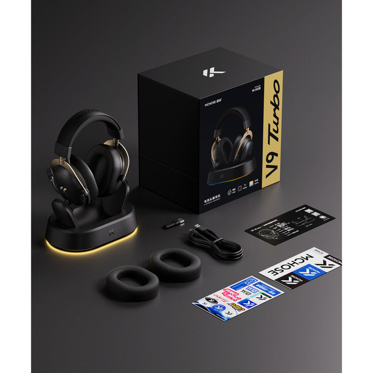 Mchose V9 Turbo+ magnetisches kabelloses Over-Ear-Gaming-Headset (rot, Nintendo Switch, Playstation 4, Playstation 5, Mobil, PC, 2,4 G Bluetooth USB)