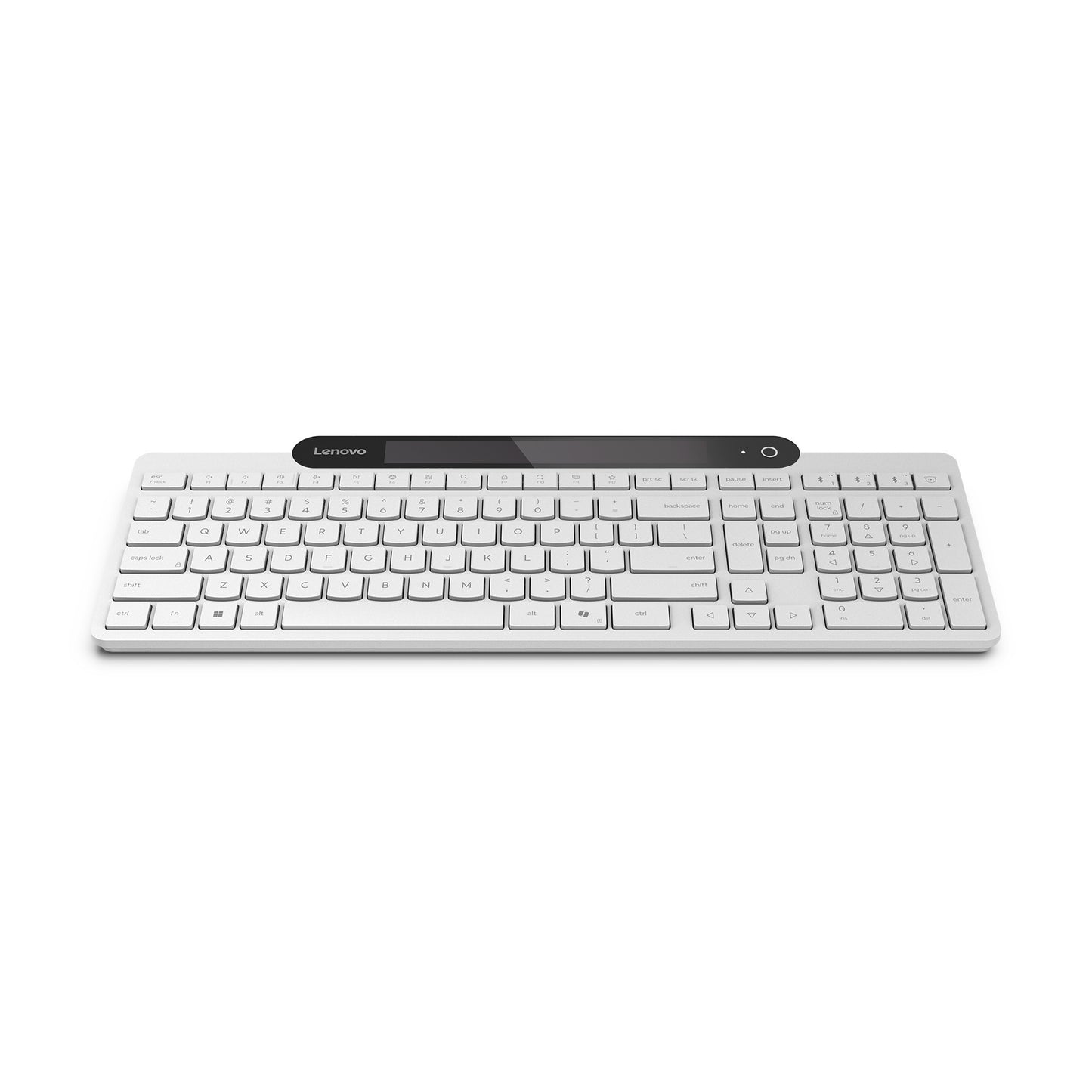 Lenovo 800 selbstladende Bluetooth-Tastatur (weiß, US-Layout (QWERTY), Stößel, 100 %, Stößelschalter, Bluetooth 5.1, USB-C)