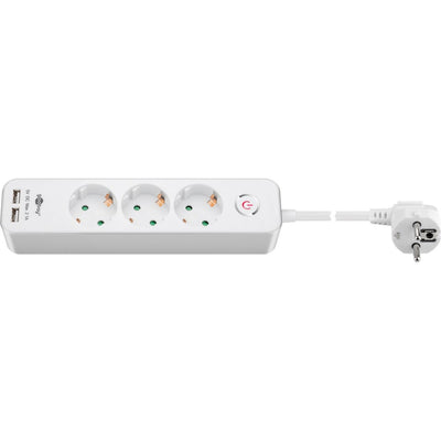 Goobay 3-Wege-Sockel mit Schalter und USB