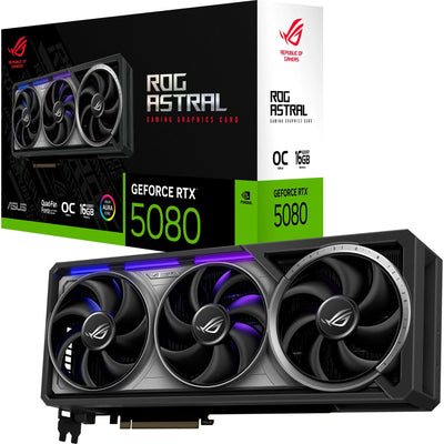 Asus ROG Astral GeForce RTX 5080 OC Grafikkarte (3x Display Port, 2x HDMI 2.1, DLSS 4)