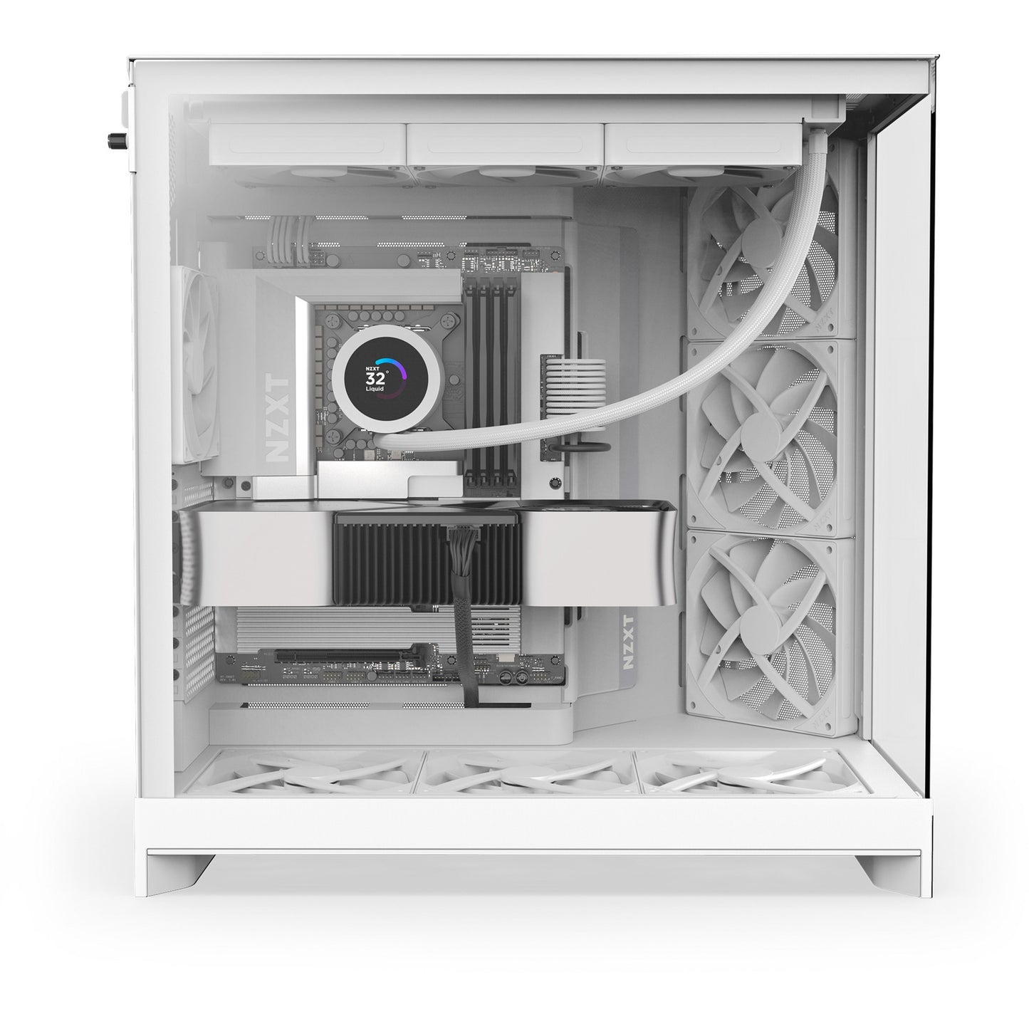 Nzxt h9 flow Midi-Tower-Gehäuse (weiß (matt) | 2x USB-A | 1x USB-C | gehärtetes Glas)