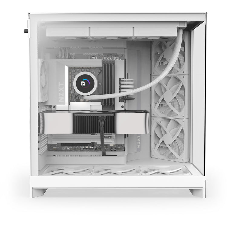 Nzxt h9 flow Midi-Tower-Gehäuse (weiß (matt) | 2x USB-A | 1x USB-C | gehärtetes Glas)