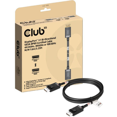 Club 3D DisplayPort 2.1 BI-Direktional VESA DP80 Zertifiziert