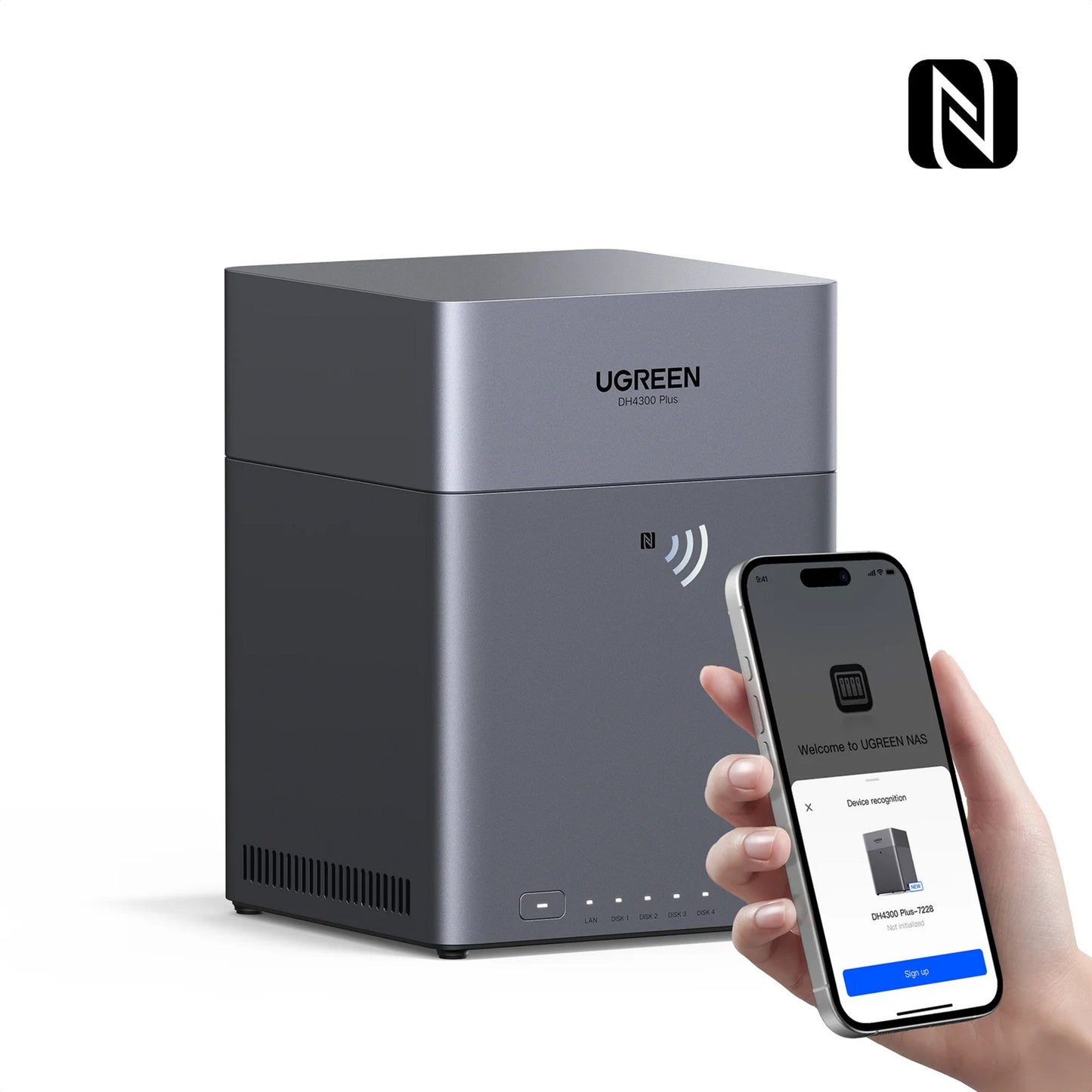 Ugreen nasync dh4300 plus (grau, 1x 2,5GBE, HDMI, USB-C)