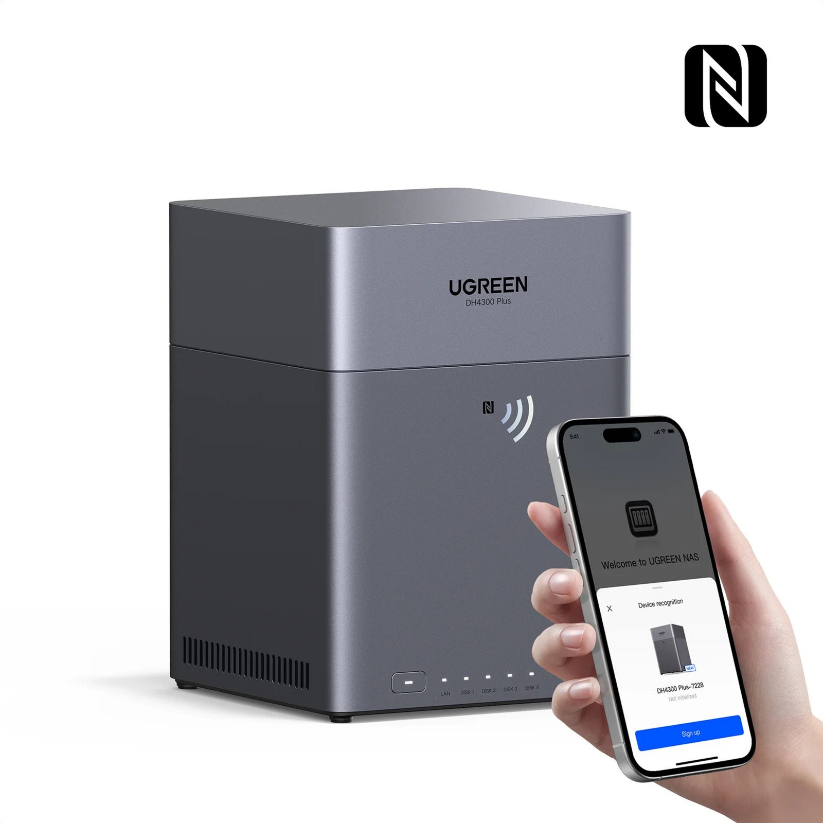 Ugreen nasync dh4300 plus (grau, 1x 2,5GBE, HDMI, USB-C)