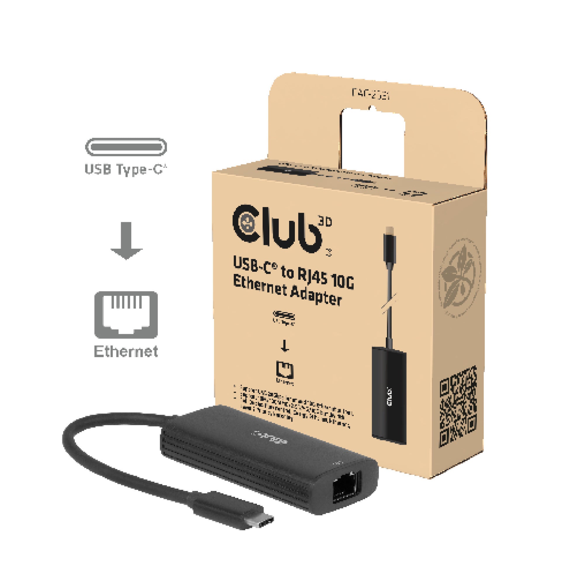 Club 3D CAC-2531 USB-C auf RJ45 10G Ethernet-Adapter (schwarz)