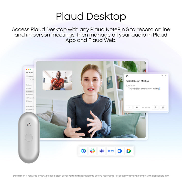 Plaud Notepins Diktiergerät (lila, 64 GB, Bluetooth 5.2 BLE (Bluetooth Low Energy) Wi-Fi)