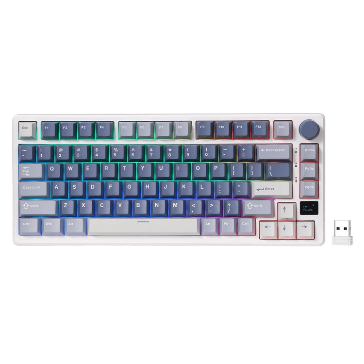 Royal Kludge M75 kabellose Gaming-Tastatur (US-Layout, ozeanblau, brauner Schalter, 75 %, RGB, Hot-Swap, 2,4 GHz USB-C Bluetooth)