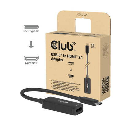 Club 3D CAC-2505 USB-C auf HDMI 2.1 Adapter 8k60hz (schwarz)