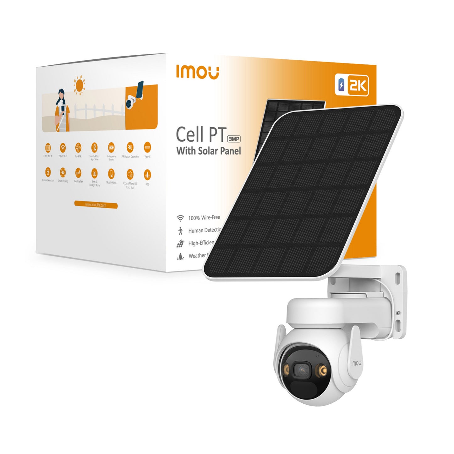 Imou Cell PT mit Solarpanel-Überwachungskamera (weiß, 100 % kabellos)