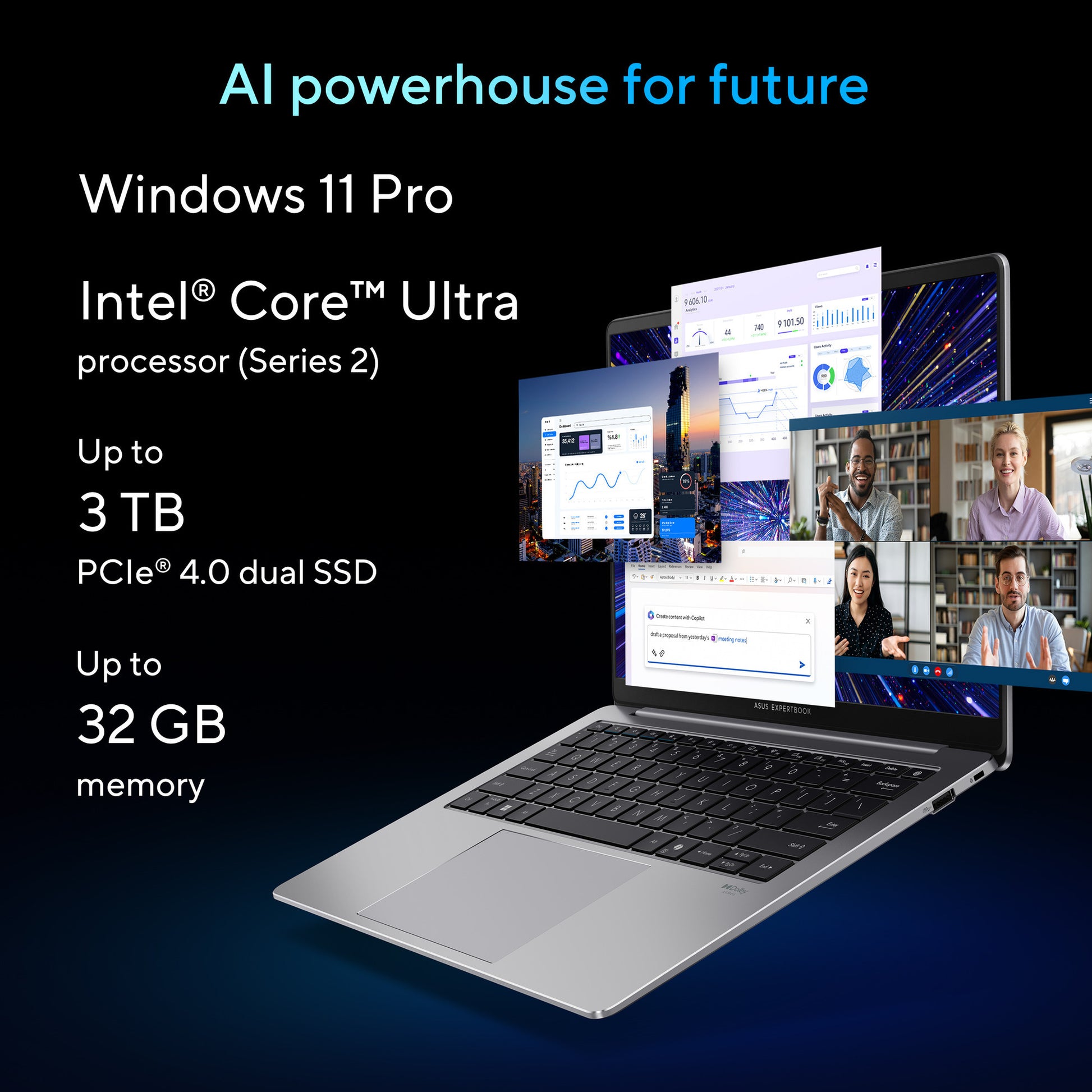 Asus expertbook p5405csa-nz0195x 14 Laptop (grau | Core Ultra 7 258 V | Arc-Grafik 140 V | 32 GB | 1 TB SSD)