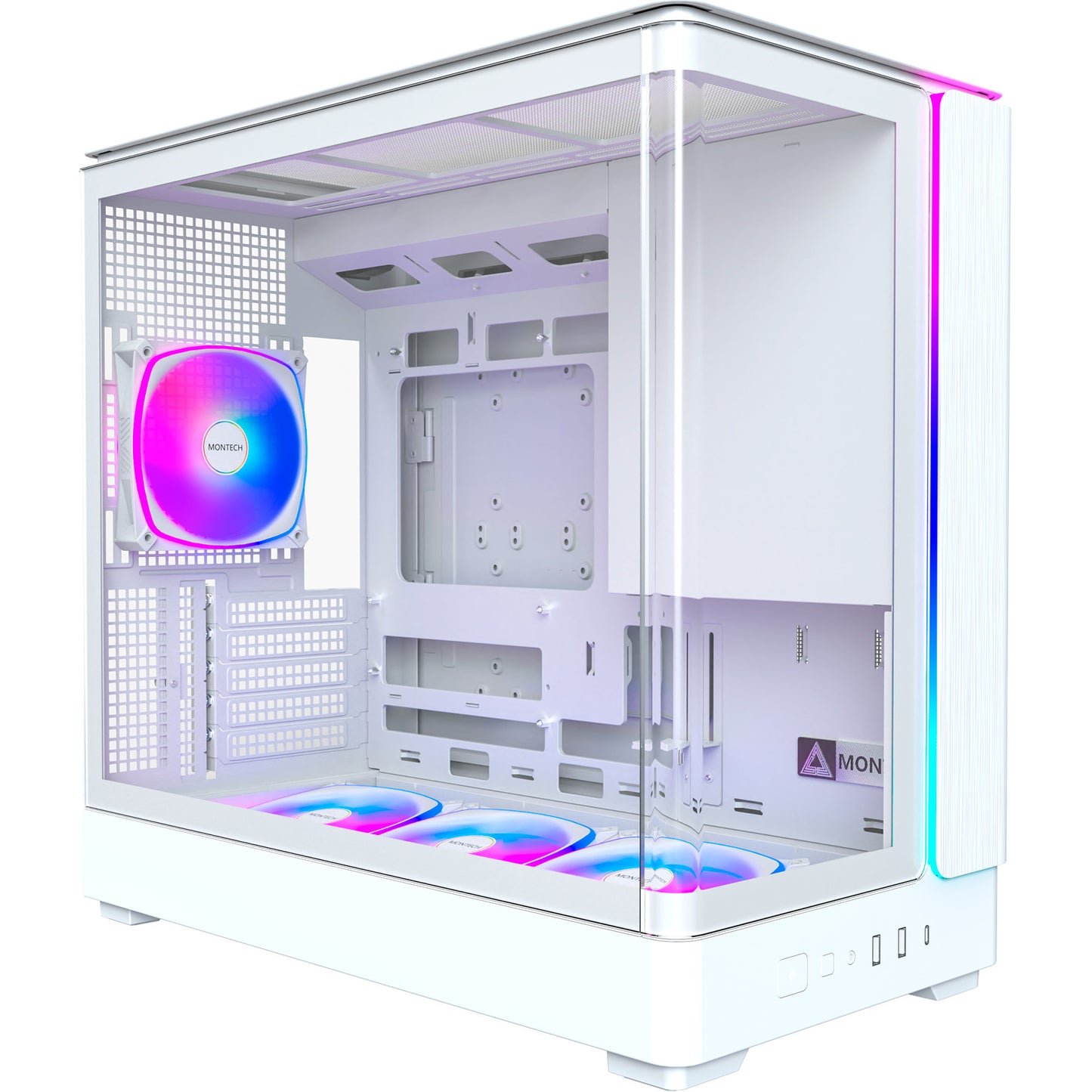 Montech King 15 Pro Midi-Tower-Gehäuse (weiß | 2x USB-A | 1x USB-C | RGB | Fenster)