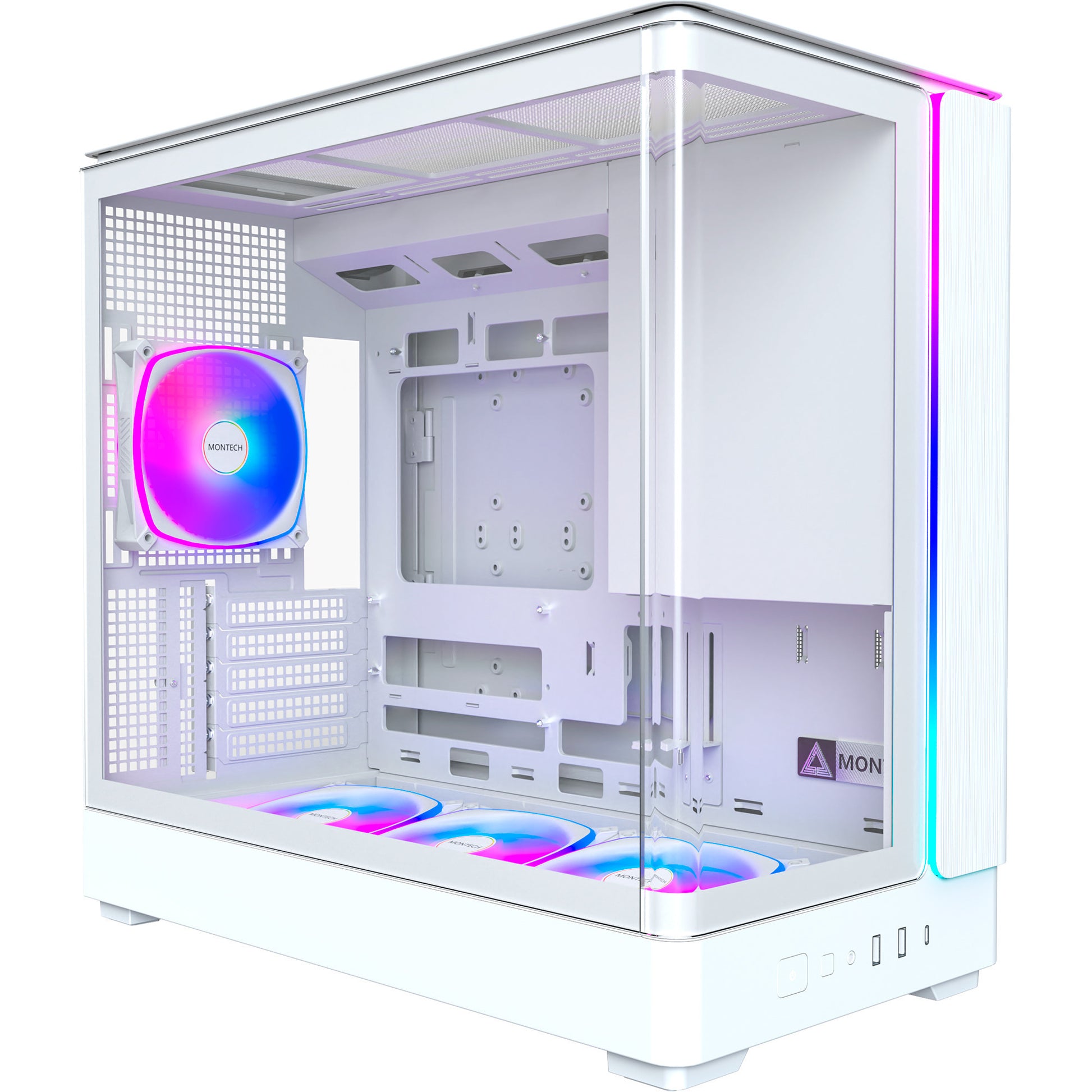 Montech King 15 Pro Midi-Tower-Gehäuse (weiß | 2x USB-A | 1x USB-C | RGB | Fenster)