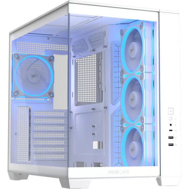Asus a32 plus Midi-Tower-Gehäuse (weiß | 2x USB-A | 1x USB-C | RGB | gehärtetes Glas)