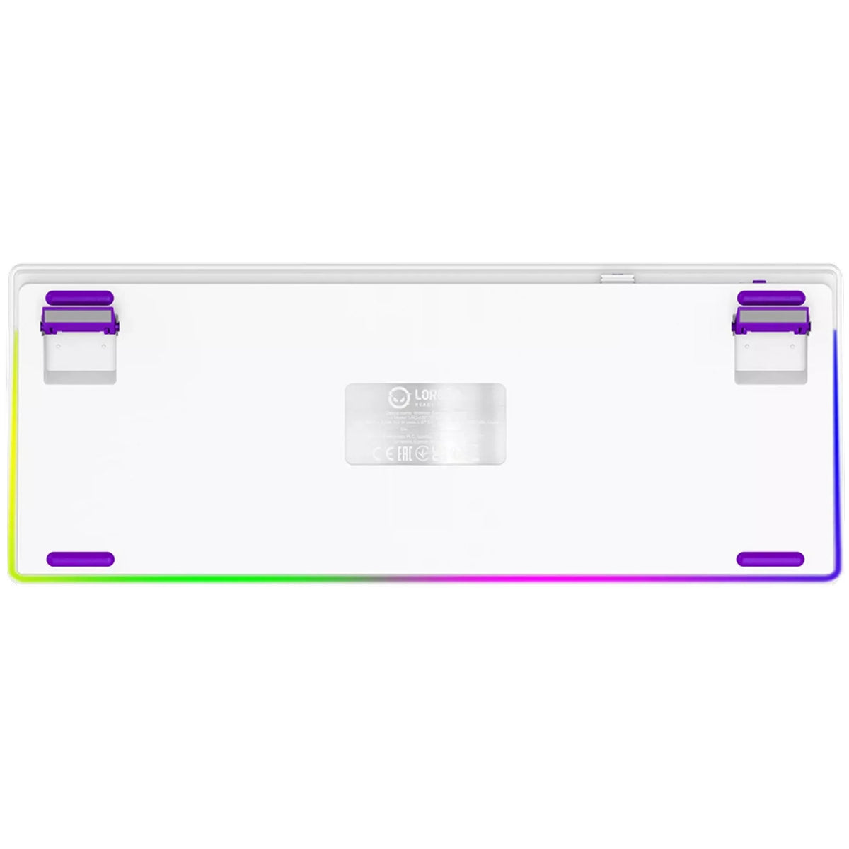Lorgar kbp70tklw, Gaming-Tastatur (weiß, US-Layout, logar toxic purple, TKL, RGB, Hot-Swap-fähig, PBT Double-Shot, Bluetooth 2,4 GHz USB)