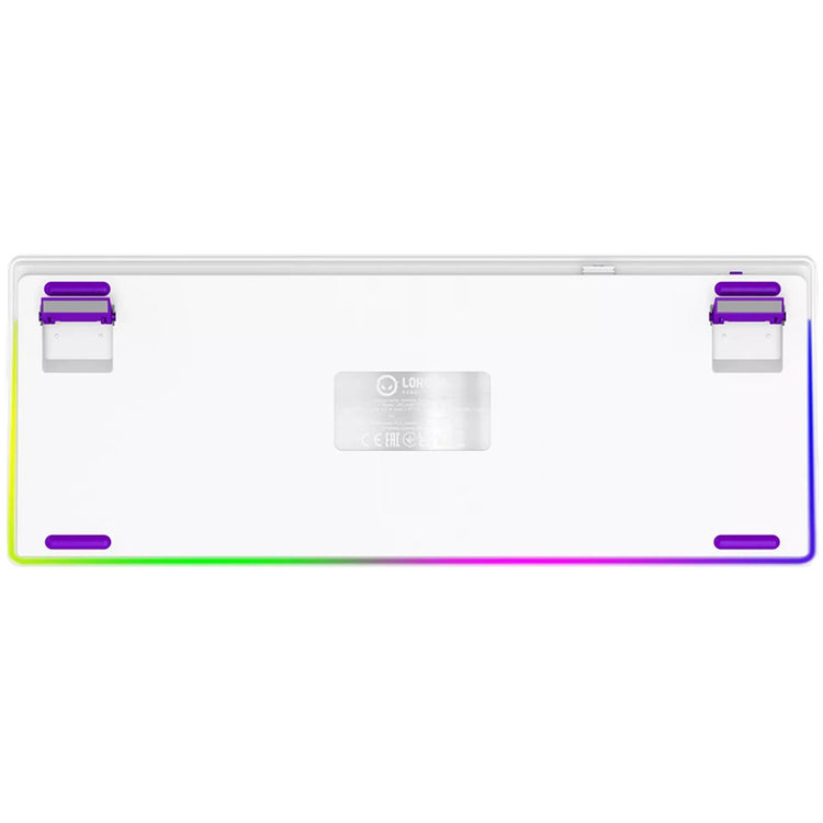 Lorgar kbp70tklw, Gaming-Tastatur (weiß, US-Layout, logar toxic purple, TKL, RGB, Hot-Swap-fähig, PBT Double-Shot, Bluetooth 2,4 GHz USB)
