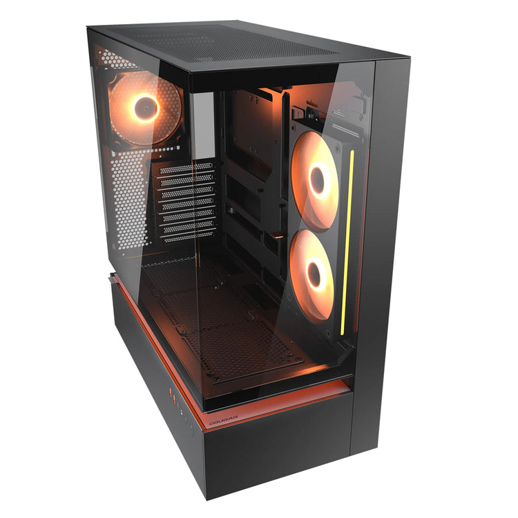 Cougar cfv235 Midi-Tower-Gehäuse (schwarz | 2x USB-A | 1x USB-C | RGB | gehärtetes Glas)