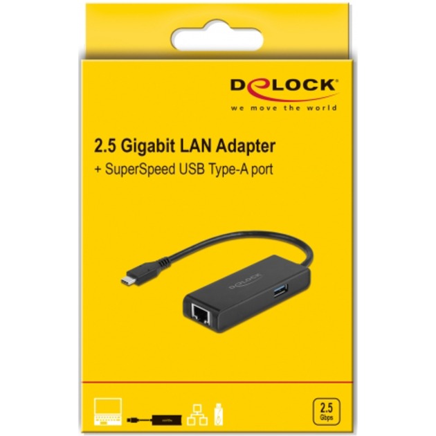Delock USB-C-Adapter auf 2,5 Gigabit LAN mit USB-A-Femal