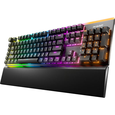 Ruhig sein! Leicht montierte, geräuschlose, taktile RGB-Gaming-Tastatur (schwarz, US-Layout (QWERTZ), geräuschlos, taktil, 100 %, Argb, PBT-Double-Shot-Tastenkappen)