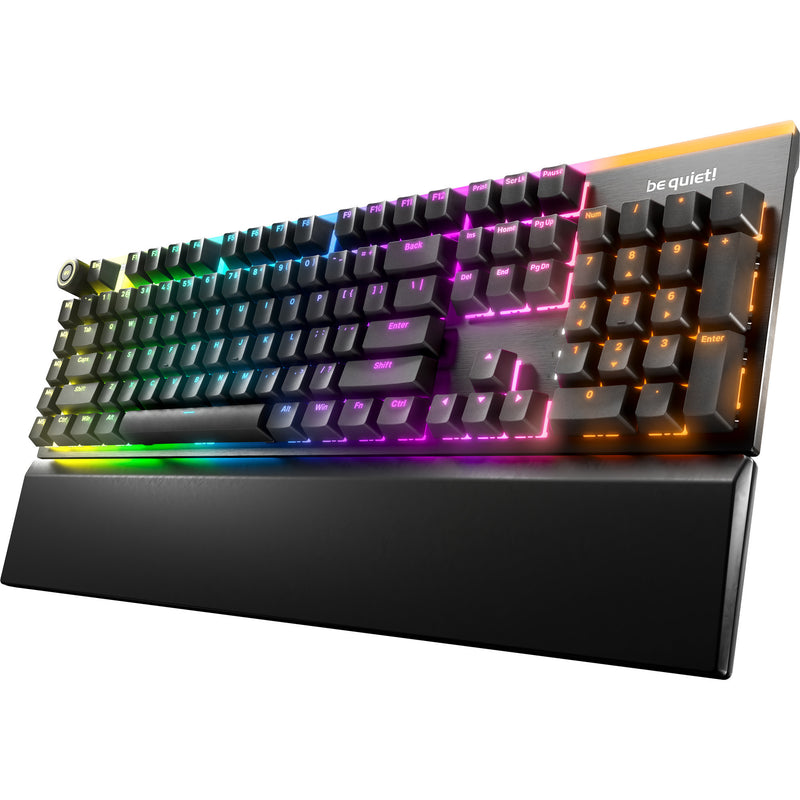 Ruhig sein! Leicht montierte, geräuschlose, taktile RGB-Gaming-Tastatur (schwarz, US-Layout (QWERTZ), geräuschlos, taktil, 100 %, Argb, PBT-Double-Shot-Tastenkappen)