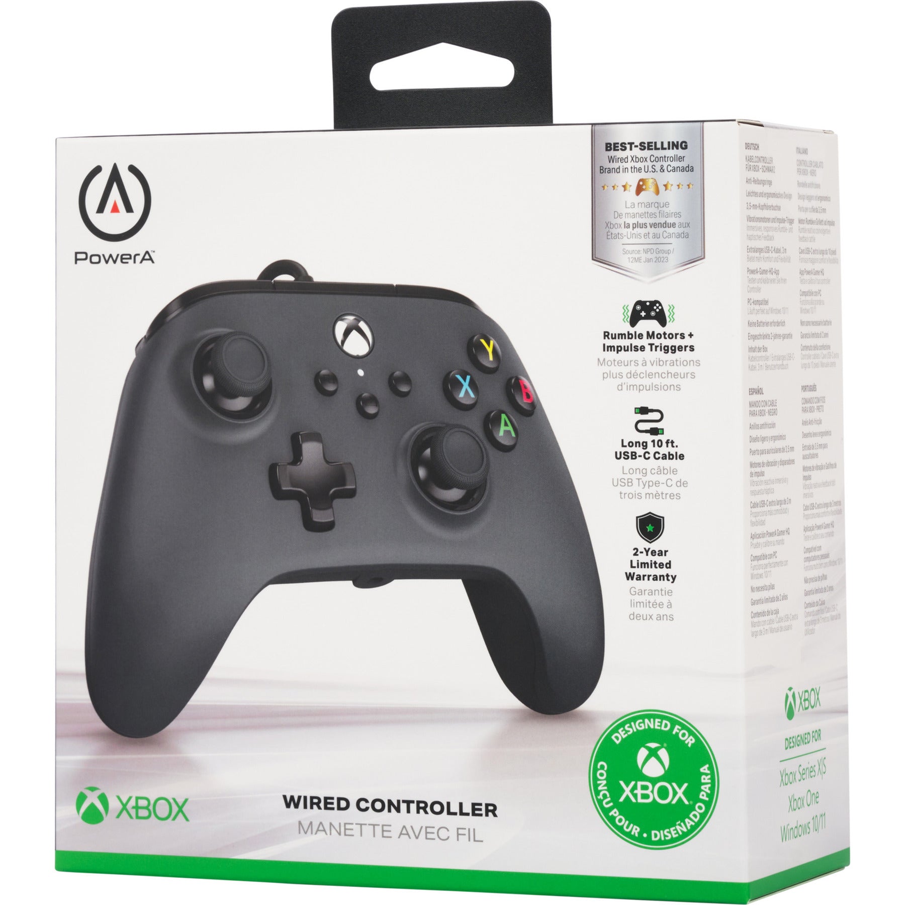 Kabelgebundener Powera-Controller für Xbox Series X|s (Schwarz, Xbox Series X|s, Xbox One, PC)