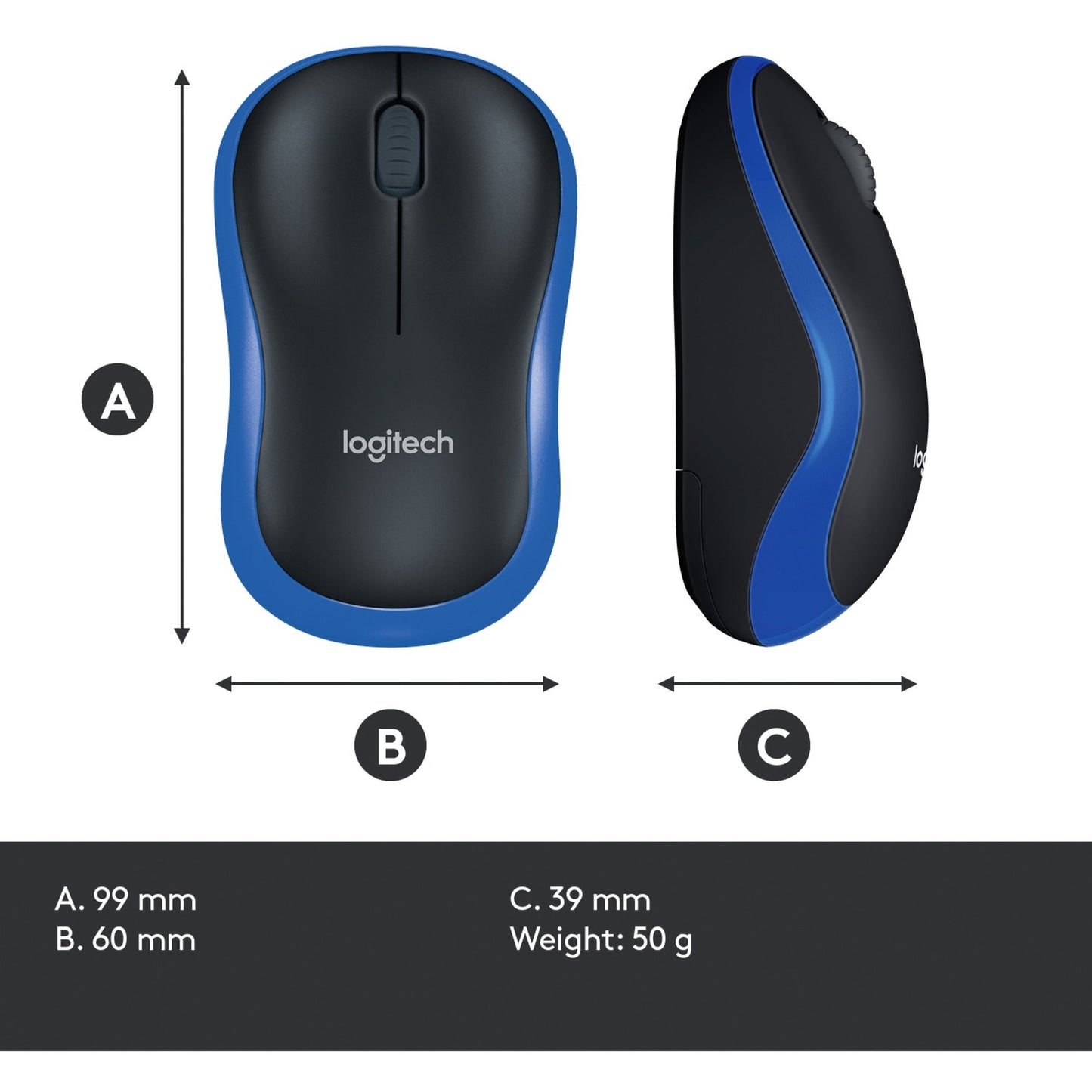 Logitech kabellose Maus M185 (blau, Einzelhandel)