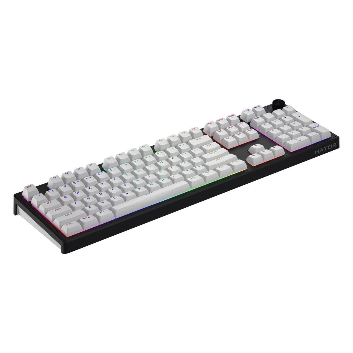 Hator Skyfall Wireless, Gaming-Tastatur (schwarz, US-Layout, Hator Aurum Lemon, RGB, Double Shot ABS, Hot-Swap, 2,4 GHz Bluetooth USB-C)
