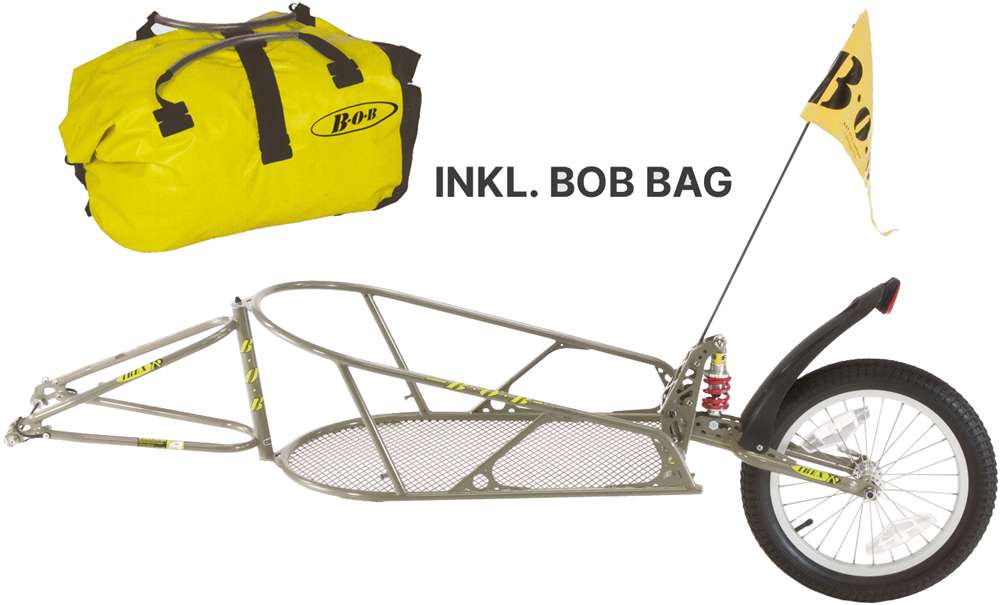 Bob Ibex Fahrradanhänger Gold mit Tasche
