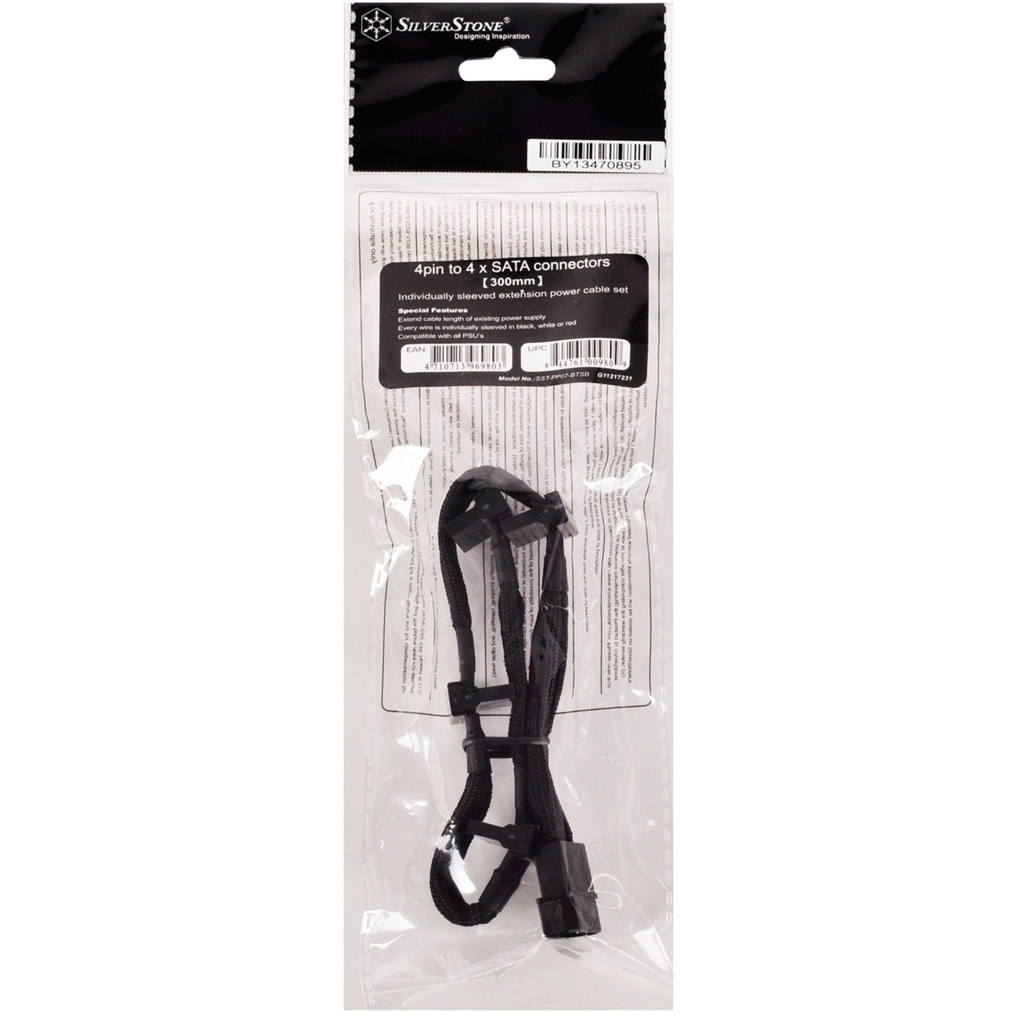 Silberstone-Adapter 4-Pin-Molex> 4x 15-polige SATA