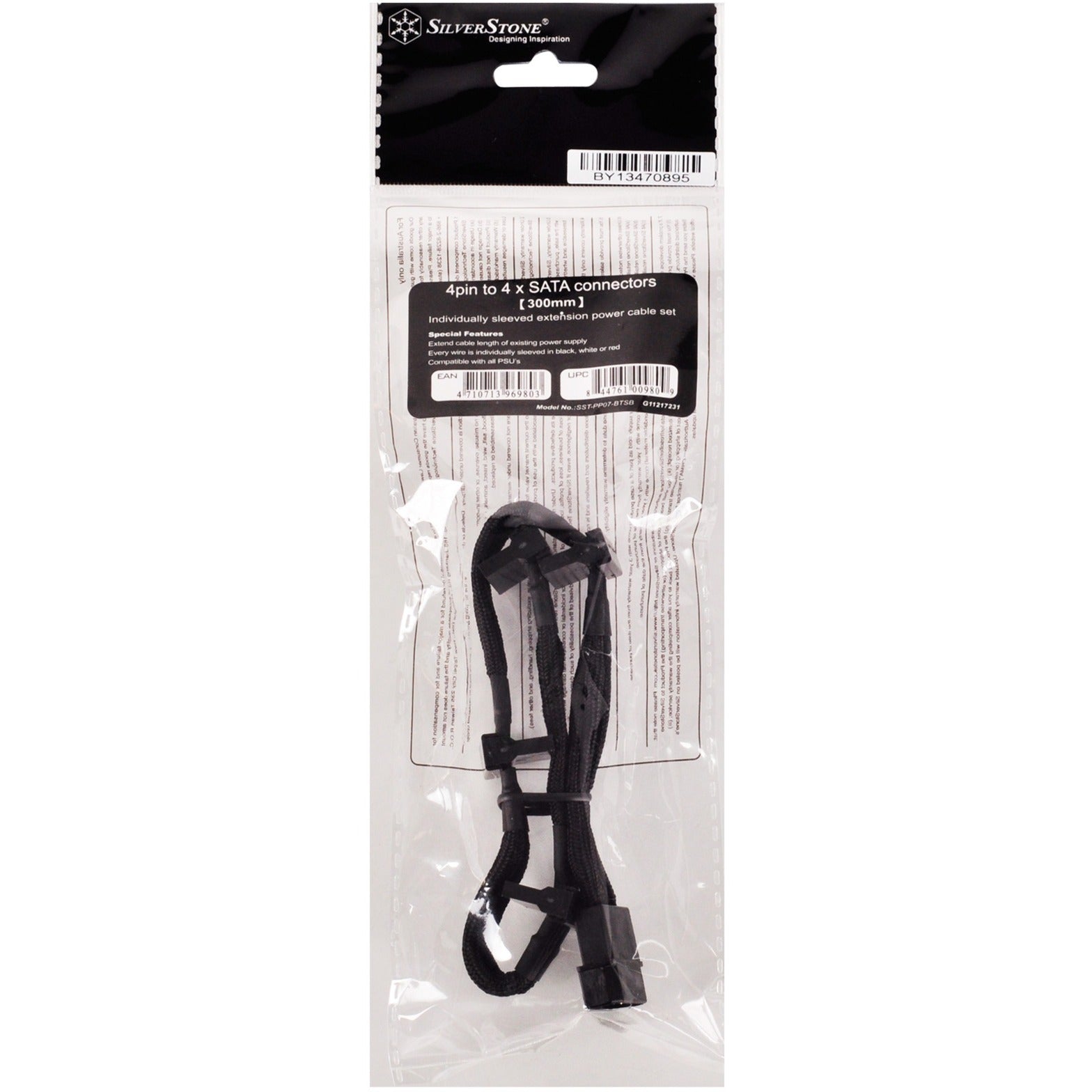 Silberstone-Adapter 4-Pin-Molex> 4x 15-polige SATA
