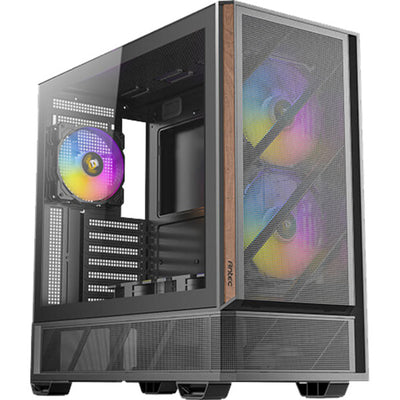 Antec p30 argb Midi-Tower-Gehäuse (schwarze Holzfarbe | 2x USB-A | 1x USB-C | gehärtetes Glas)