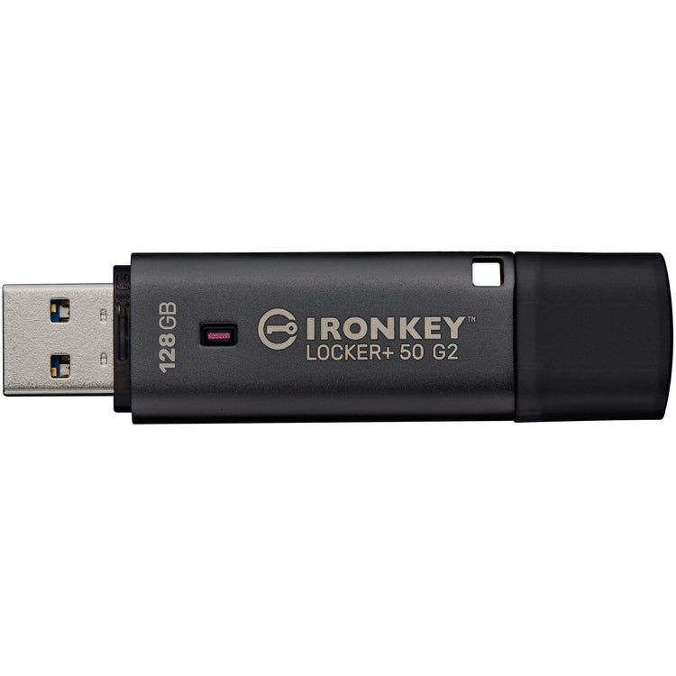 Kingston Ironkey Locker+ 50 G2 USB-Flash-Laufwerk 128 GB USB-Stick (Anthrazit, USB-A 3.2 Gen 1)
