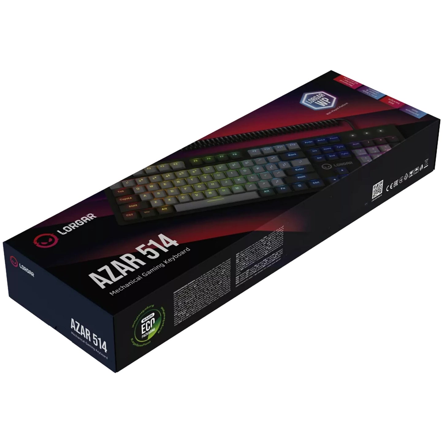 Lorgar Azar 514, Gaming-Tastatur (Schwarz, US-Layout, Logar Dream, RGB)