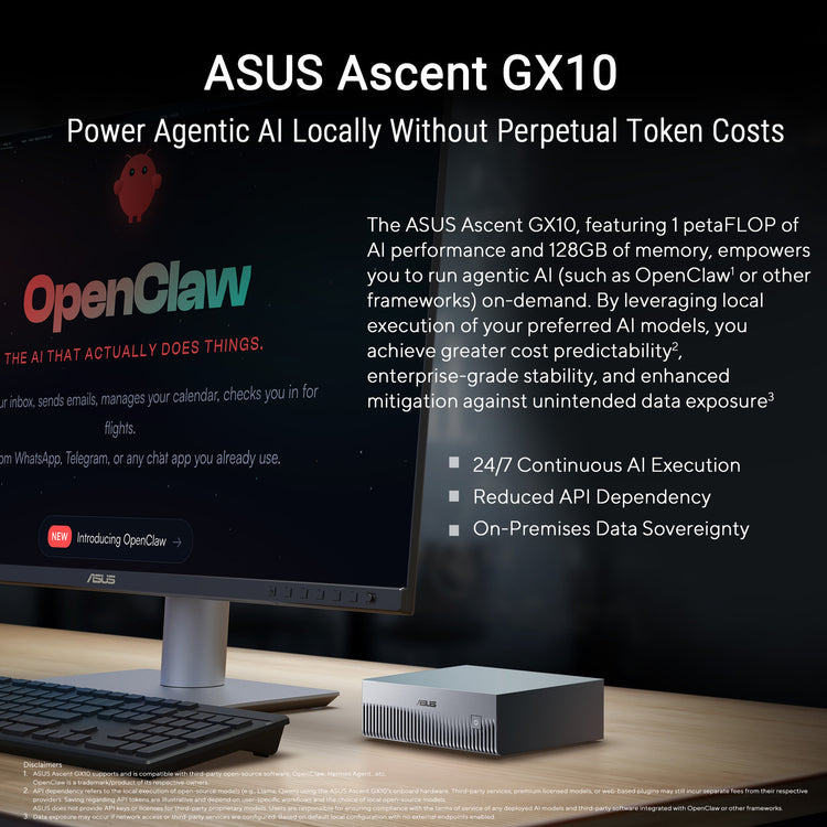 Asus Ascent GX10 Arm V9.2-A 128 2 Mini-PC (Dunkelgrau | NVIDIA GB10 Grace Blackwell | DGX Spark | NVLINK-C2C | 128 GB | 2 TB SSD)