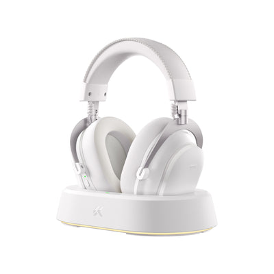 Mchose V9 Turbo+ magnetisches kabelloses Over-Ear-Gaming-Headset (weiß silber, Nintendo Switch, Playstation 4, Playstation 5, Mobil, PC, 2,4 g Bluetooth USB)