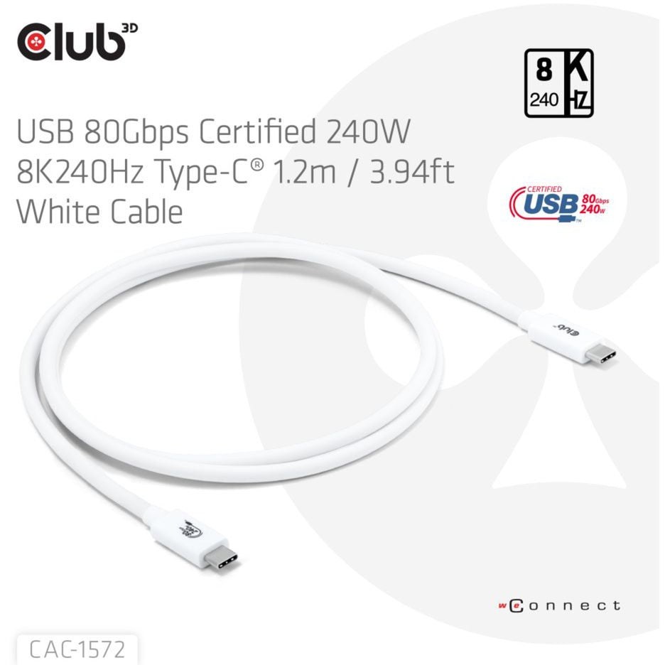 Club 3D USB-C 80Gbit / s zertifiziert 240W 8K 240 Hz