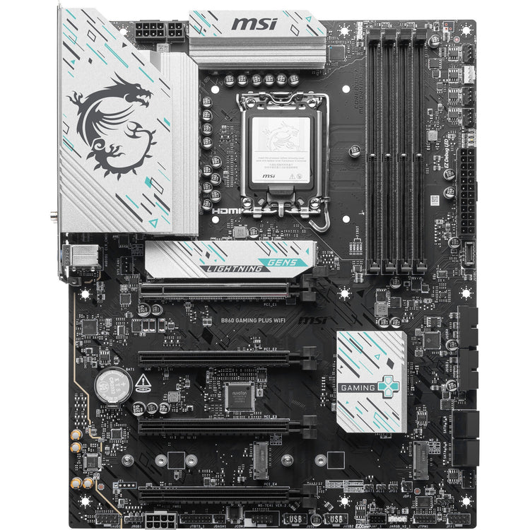 MSI B860 Gaming Plus WiFi Sockel 1851 Motherboard (RAID, 5GB-LAN, WiFi 7, BT, Sound, ATX)