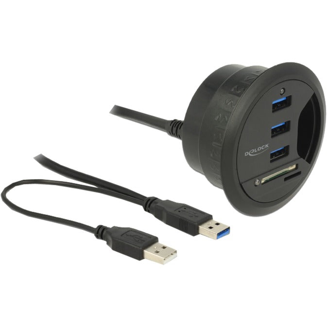 Delock In-Desk Hub 3 Port USB 3.0 + 2 Slot SD-Kartenleser